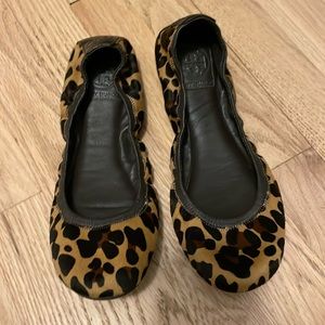 Tory Burch Reva flats, leopard calf hair.